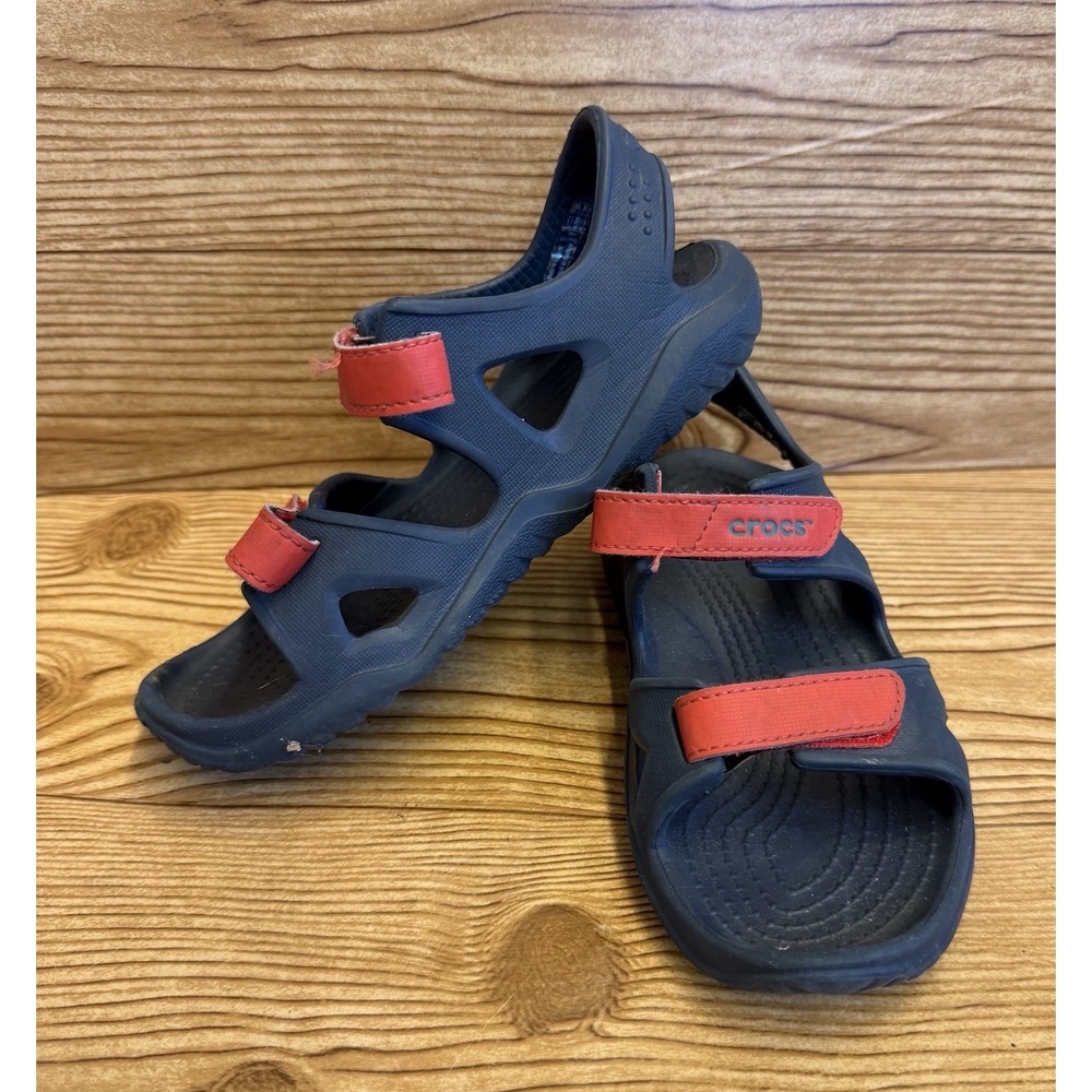 Boy's Crocs‎ Blue & Red sandals Kids C 12 Beach Summer Iconic Comfort